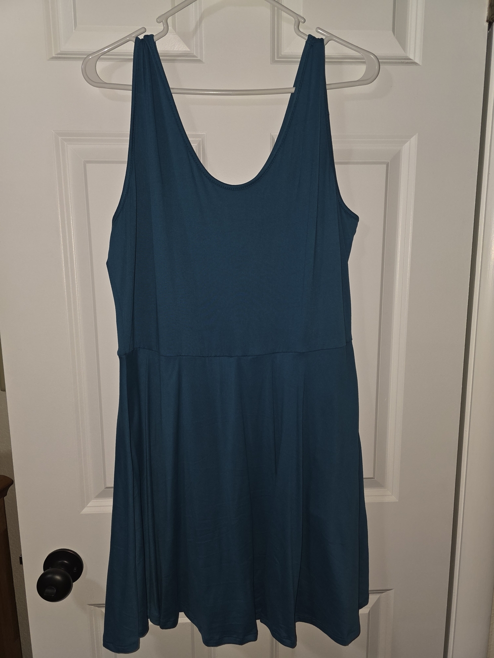 white birch Teal Scoop Neck Mini Swing Dress